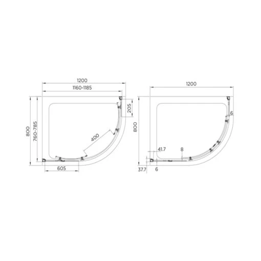 Aquadart Venturi 8 Double Door Quadrant Enclosure 1200x800mm - Image 2