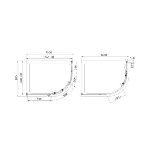 Aquadart Venturi 8 Single Door Quadrant Enclosure 1200x900mm - Image 2