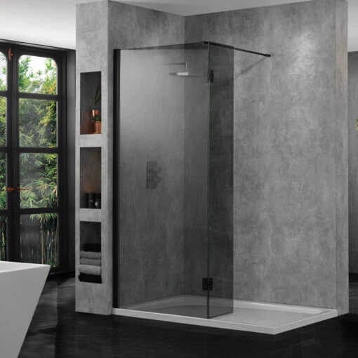 Aquadart 10mm 1600mm Wetroom Screen Smoked Glass