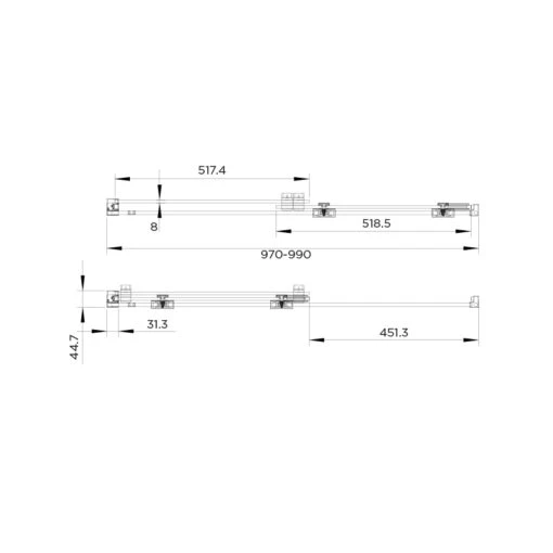Aquadart Rolla 8 Sliding Wetroom Door 1000mm - Image 2