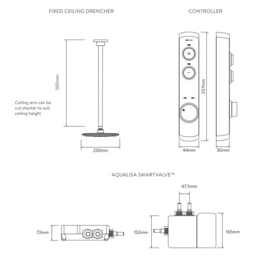 Aqualisa ISystem Smart Concealed Shower With Ceiling Head (HP/Combi) - Image 2