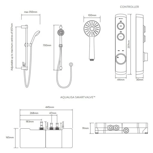 Aqualisa ISystem Smart Concealed Shower With Adjustable Head (Gravity Pumped) - Image 2