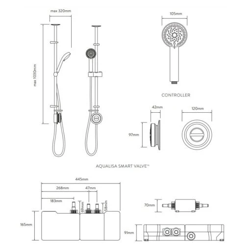 Aqualisa Quartz Classic Smart Shower Exposed With Adjustable Head (Gravity Pumped) - Image 2