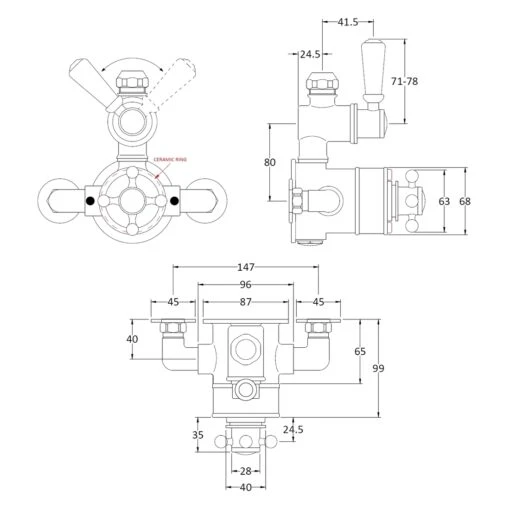 Bayswater Twin Exposed Valve With Black Indices - Image 2
