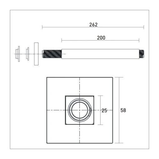 Bristan Ceiling Fed Shower Arm Square 200mm - Image 2