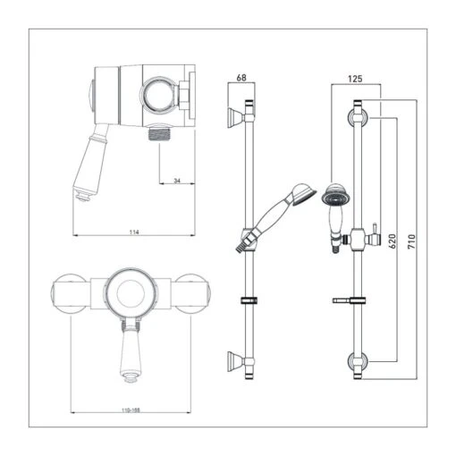 Bristan Colonial2 Surface Mounted Shower Valve With Riser - Image 2