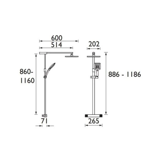 Bristan Quadrato Exposed Fixed Head Bar Shower With Diverter - Image 2