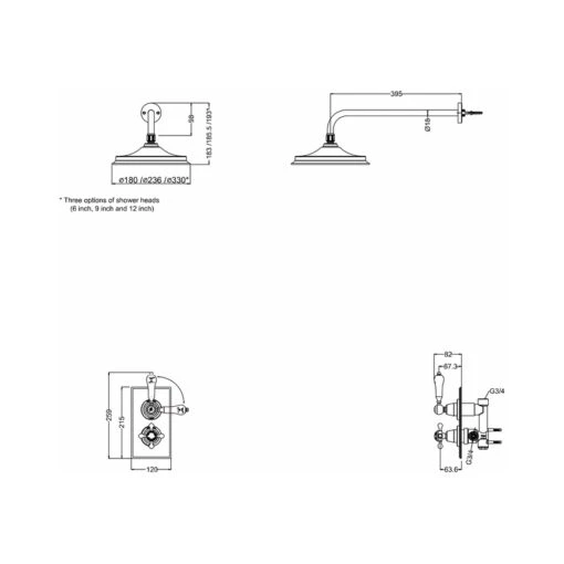 Burlington Trent Thermostatic Single Outlet Shower Valve With Rose - Image 2