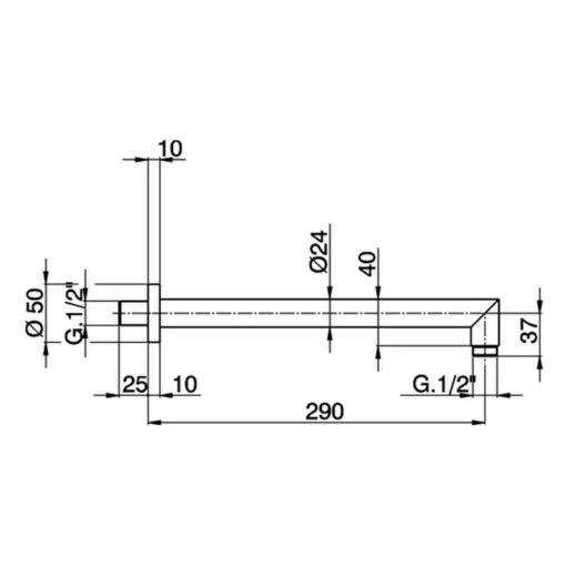 Cifial 300mm Fixed Wall Shower Arm Black - Image 2
