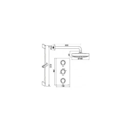 Cifial Coule Thermostatic Fixed/Flexi Shower Kit Chrome - Image 2