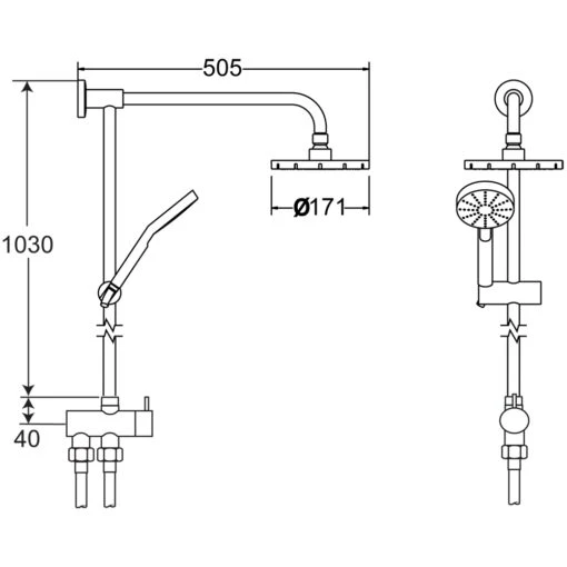 Deva Minimalist Rigid Riser Kit With Diverter - Image 2