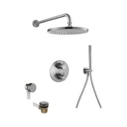 Flova Levo 3 Way Shower Set With Overflow Filler Round Brushed Nickel