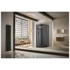 Frontline Aquaglass Sphere 800x800mm 1 Door Quadrant Smoked Glass