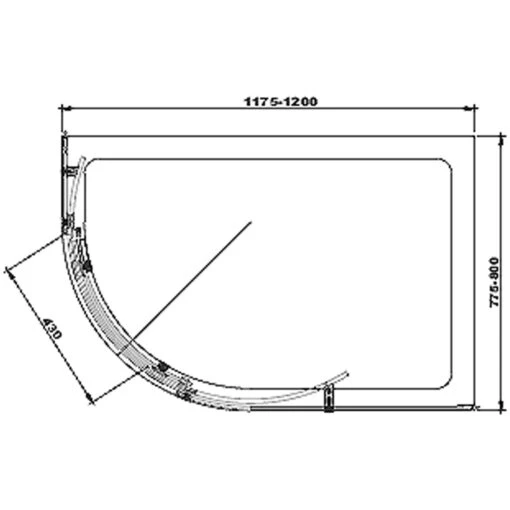 Frontline Aquaglass Sphere 1200x800mm Offset 1 Door Quadrant RH - Image 2