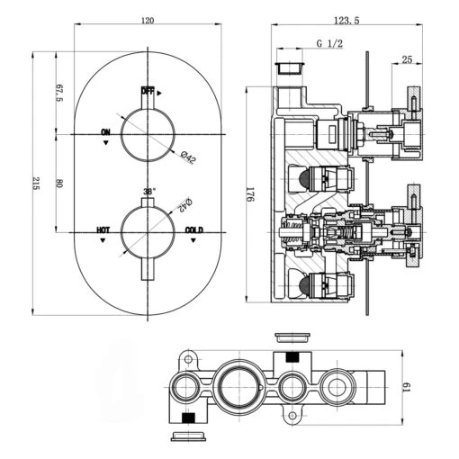 Frontline Aquaflow Italia Evoke Twin Concealed Thermostatic Shower Valve - Image 2