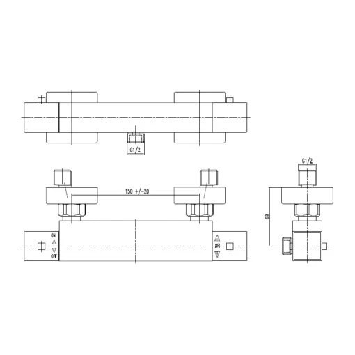 Frontline Aquaflow Italia Cubix Exposed Thermostatic Shower Valve - Image 2