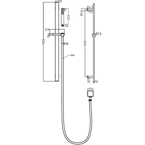 Frontline Aquaflow Italia Sheer Rectangular Slide Rail Kit With Outlet - Image 2