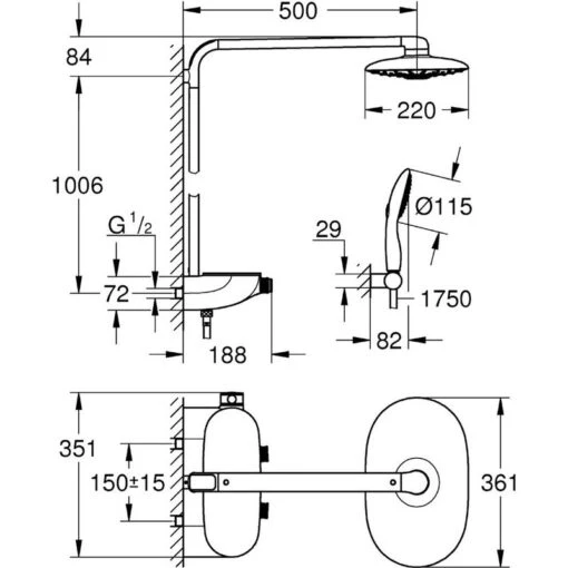 Grohe Rainshower SmartControl 360 Duo Shower System 26250 - Image 2