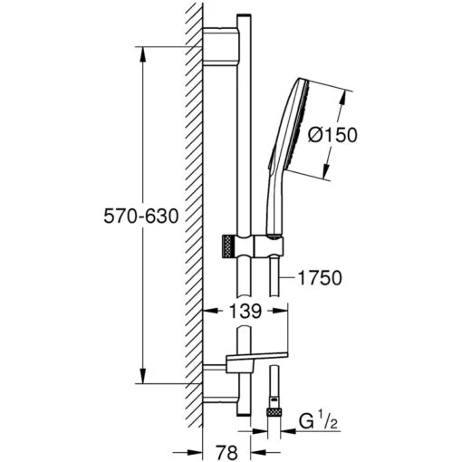 Grohe Smartactive 150 Shower Rail Set 26592 Moon White - Image 2