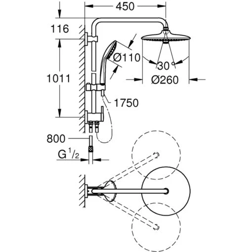 Grohe Euphoria 260 Shower System With Diverter 27421 - Image 2