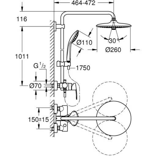 Grohe Euphoria 260 Single Lever Shower System 27473 - Image 2