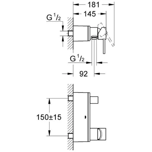 Grohe Allure Single-Lever Wall Mounted Shower Mixer 1/2″ 32846 - Image 2