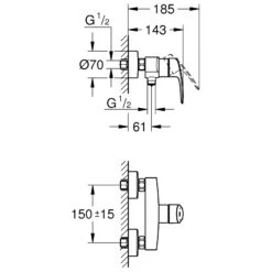 Grohe Eurosmart Exposed Single-Lever Shower Mixer 33555 -Bathroom Shower Shop grohe 33555003 4