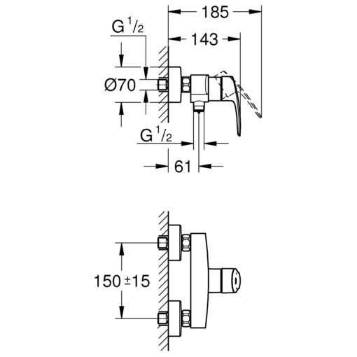 Grohe Eurosmart Exposed Single-Lever Shower Mixer 33555 - Image 4