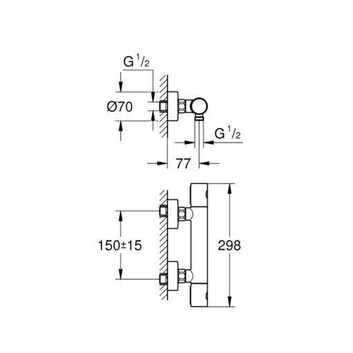 Grohe Grohtherm 1000 Cosmopolitan M Thermostatic Mixer 34065 - Image 2