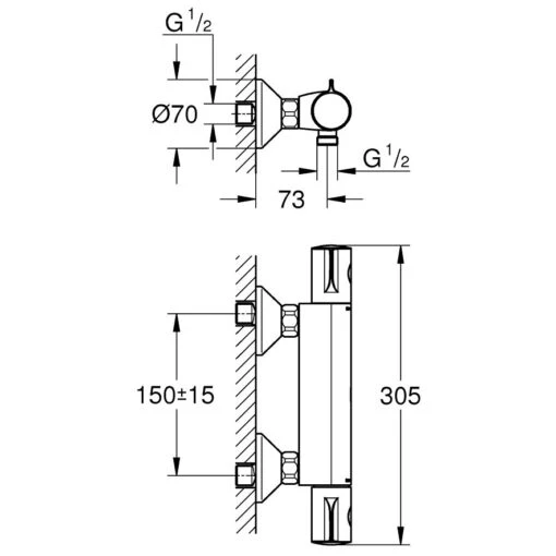 Grohe Grohtherm 800 Thermostatic Shower Mixer 134558 - Image 2