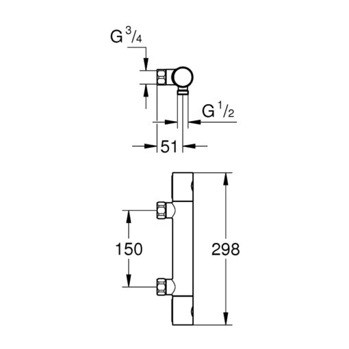 Grohe Grohtherm 800 Cosmopolitan Shower Mixer 34767 - Image 2