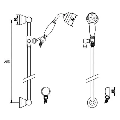 Hudson Reed Slider Rail Kit Chrome & White - Image 2