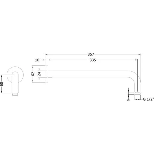 Hudson Reed Wall Mounted Straight Shower Arm - Image 2