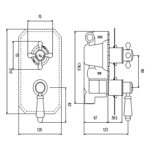 Hudson Reed Black Topaz Twin Concealed Shower Valve - Image 2