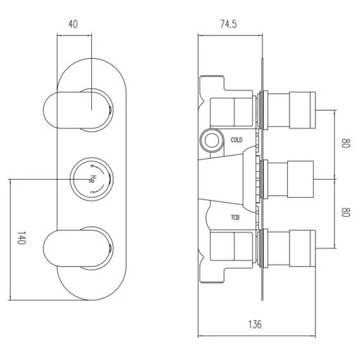Hudson Reed Reign Triple Thermostatic Shower Valve With Diverter - Image 2