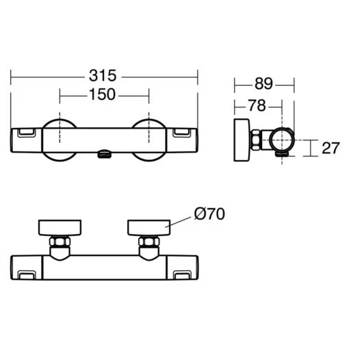 Ideal Standard Ceratherm T25 Exposed Thermostatic Shower Valve - Image 2