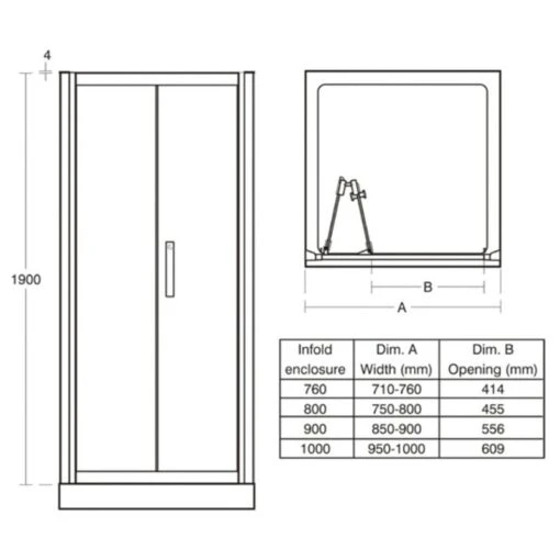 Ideal Standard Synergy 900mm Infold Door L6208 Bright Silver - Image 2