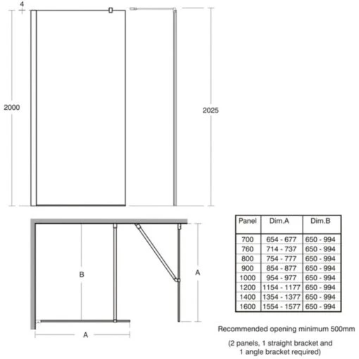 Ideal Standard Synergy 700mm Wet Room Panel L6220 Bright Silver - Image 2