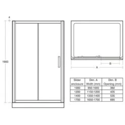 Ideal Standard Synergy 1200mm Slider Door L6289 Bright Silver -Bathroom Shower Shop ideal standard l6289eo 2