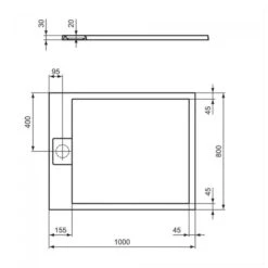 Ideal Standard I.Life Ultra Flat Shower Tray 1000x800mm T5223 Black -Bathroom Shower Shop ideal standard t5223fv 3