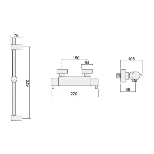 Inta Kiko Deluxe Thermostatic Shower With Flexible Slide Rail Kit - Image 2