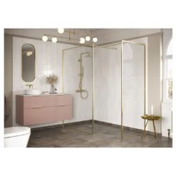 Refresh Wesley Brushed Brass Profile Wetroom Side Panel 800mm