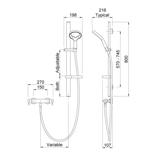 Methven Aio Aurajet Cool Touch Bar Mixer Shower Kit Chrome - Image 2