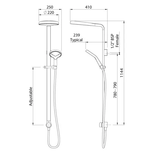 Methven Aurajet Aio Shower System Chrome - Image 2
