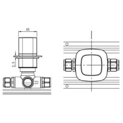 RAK Petit Square 2 Outlet Concealed Diverter Brushed Nickel -Bathroom Shower Shop rak rakpes3020 2n 2