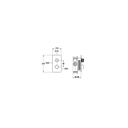 RAK Prima Tech Single Outlet Concealed Thermostatic Shower - Image 2