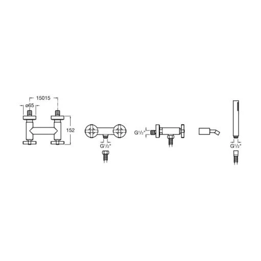 Roca Loft Wall-Mounted Shower Mixer With Hose, Handset & Bracket - Image 2