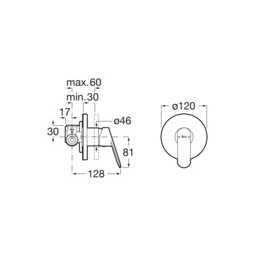 Roca Alfa Roca Built In Shower Mixer 1 Outlet Chrome - Image 2