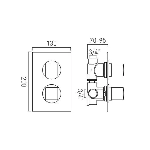 Vado Mix 1 Outlet, 2 Handle Thermostatic Shower Valve - Image 2
