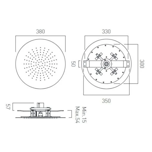 Vado Round Ceiling Mounted Shower Head 380mm - Image 2